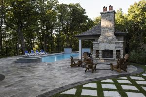 Swimming Pool, landscape, Fireplace